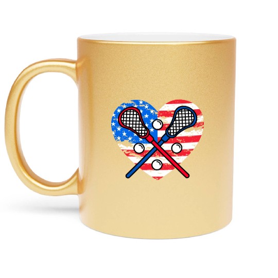 Lacrosse US Flag Metallic Mugs