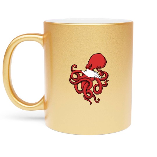 Scuba Diver Red White Flag Octopus Scuba Diving Metallic Mugs