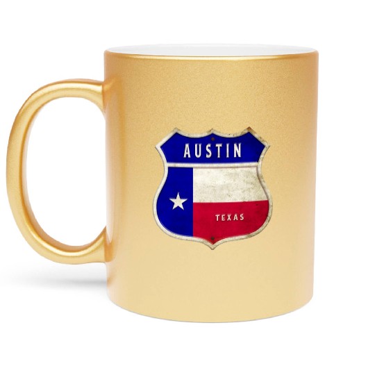Austin Texas crest flags design Metallic Mugs