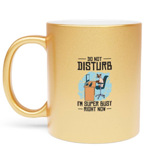 Working Busy Cat Employee Cat Owner Worker Metallic Mugs
