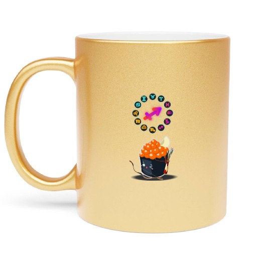 Japanese Sushi Funny Sagittarius Zodiac Sushi Pun Metallic Mugs