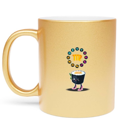 Japanese Sushi Funny Virgo Zodiac Sushi Lover Pun Metallic Mugs