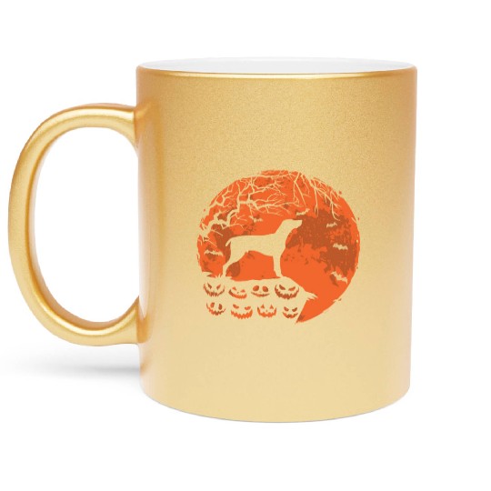 German Shorthaired Pointer And Moon Halloween Metallic Mugs