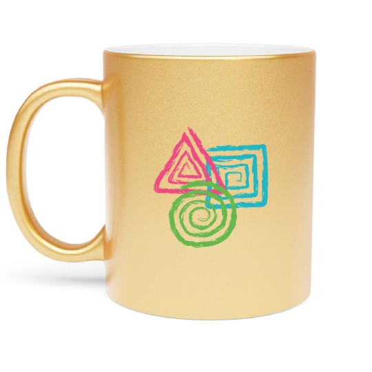 Geometric Shapes. Square, Triangle, Circle Spirals Metallic Mugs