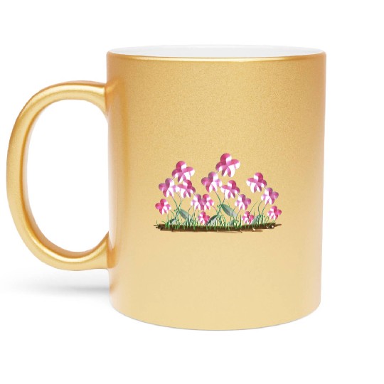 plants pink flowers nature icon Metallic Mugs