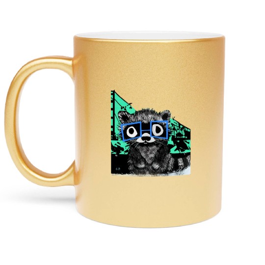 Raccoon #3 Mary Jane Bookworm Metallic Mugs