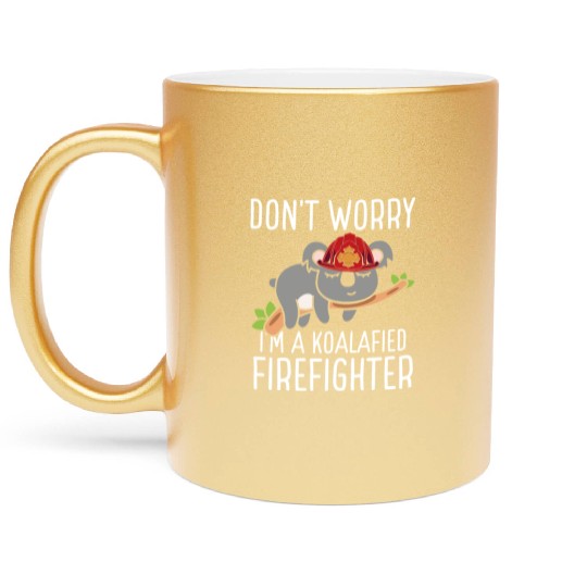 Firefighter Fire Hose Koala Rescueer Firefighter Metallic Mugs