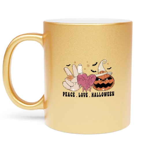 Peace Love Halloween Metallic Mugs