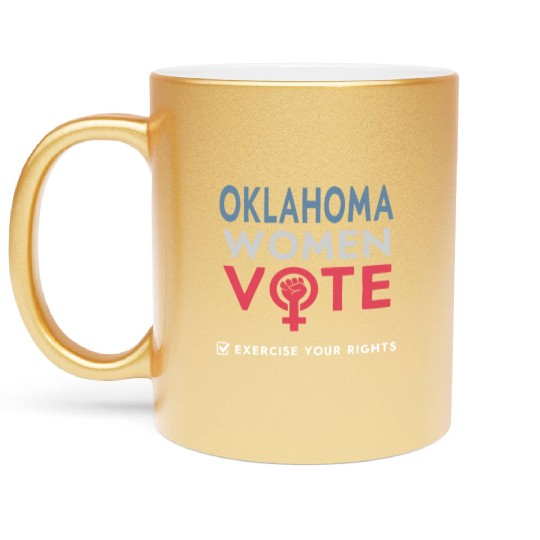 Oklahoma Women Vote Voter 2022 Election Feminist Metallic Mugs