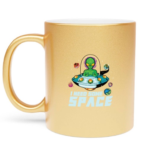Alien Extraterrestrial Area 51 UFO Space Geek Gift Metallic Mugs