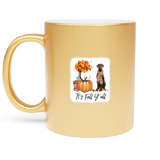 It's Fall Y all Great Dane Dog Lovers Thanksgiving Metallic Mugs