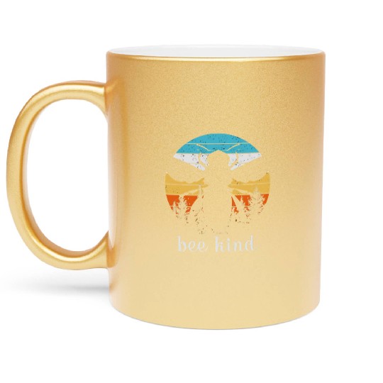 Save the Bees Autumn Sunset Treeline Bee Kind Swea Metallic Mugs