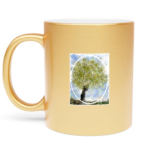 Green Tree Autumn Metallic Mugs