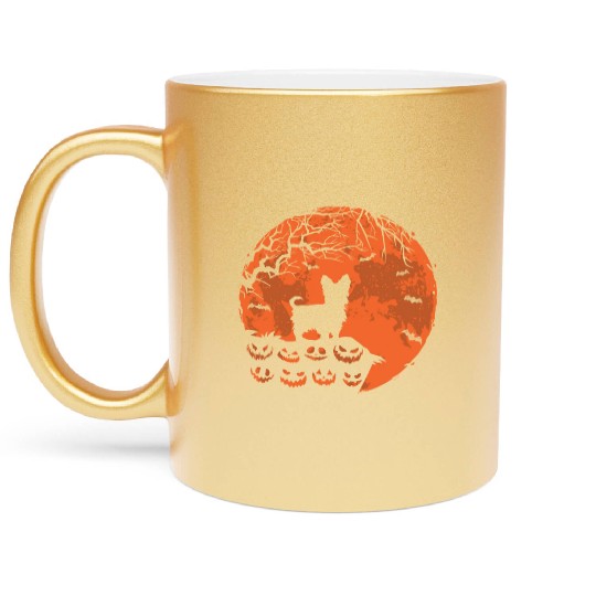 Yorkie Dog And Moon Halloween Funny Dog Lover Gift Metallic Mugs