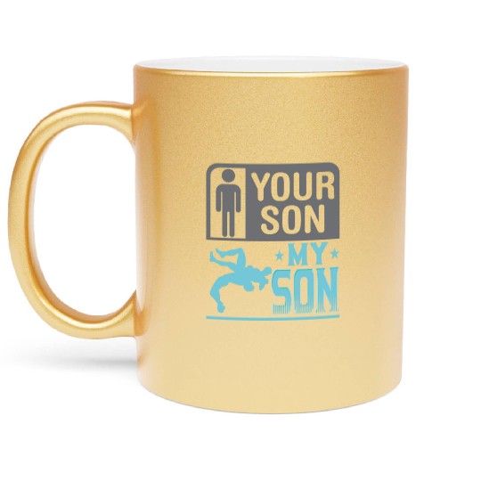Wrestling Wrestler Your Son My Son Wrestling Mom Metallic Mugs