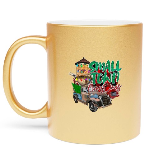 Country Farmer Life Small Town Christmas Red Metallic Mugs