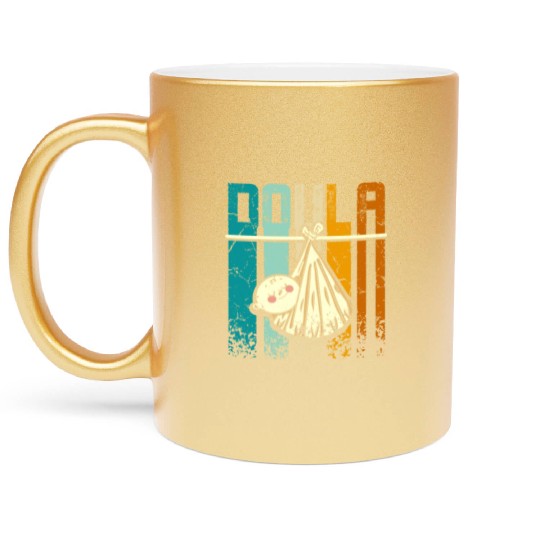 Retro Vintage Doula Metallic Mugs
