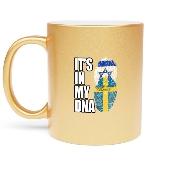 Israel And Swedish Mix Heritage DNA Flag Metallic Mugs