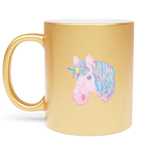 kawaii rainbow unicorn Metallic Mugs