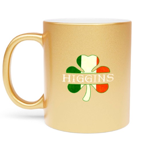 Higgins Irish Surname Ireland Flag Shamrock Metallic Mugs