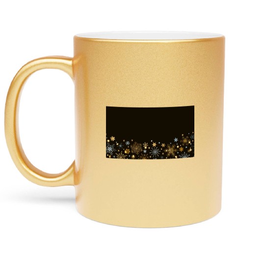 Elegant Snowflakes Black Gold Silver Metallic Mugs
