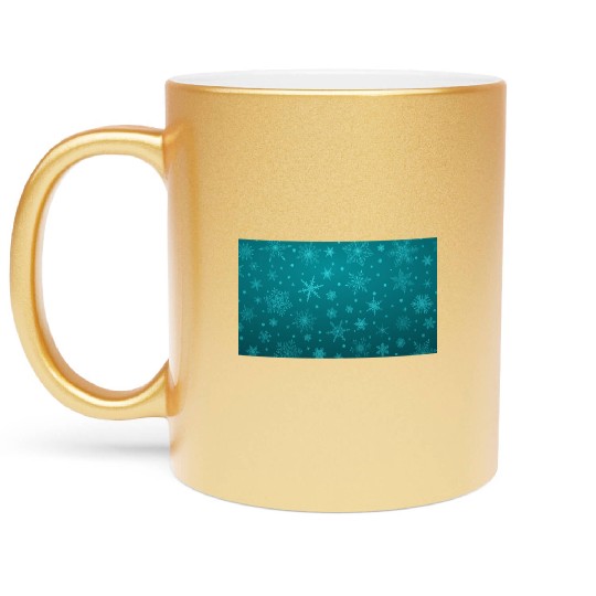 Teal Snowflakes Christmas Pattern Metallic Mugs