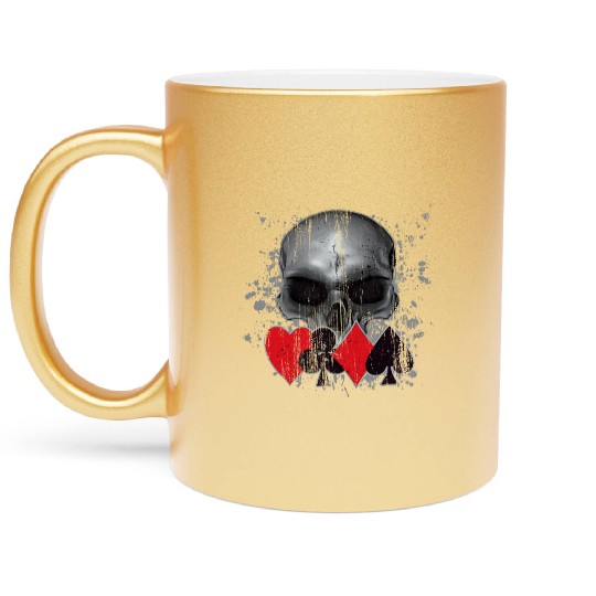 Heavy Metal Punk Poker Skull Metallic Mugs