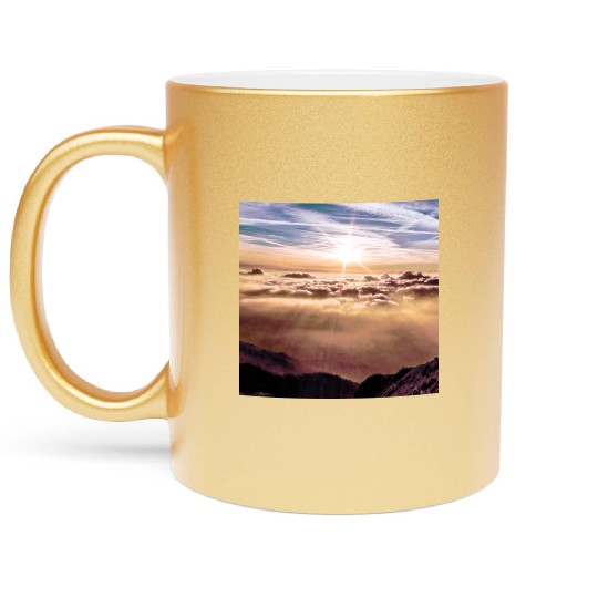 dark blue ocean waves storm fantasy Metallic Mugs