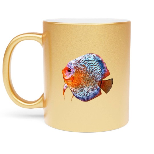 DISCUS FISH - Snakeskin, orange/blue Metallic Mugs