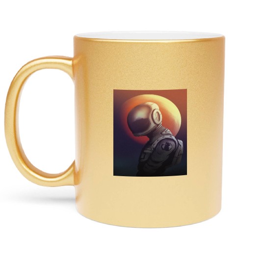 Space astronaut science planets astronomy design Metallic Mugs