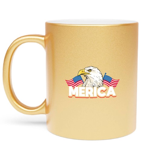 Merica Bald Eagle US Flag Independence Metallic Mugs