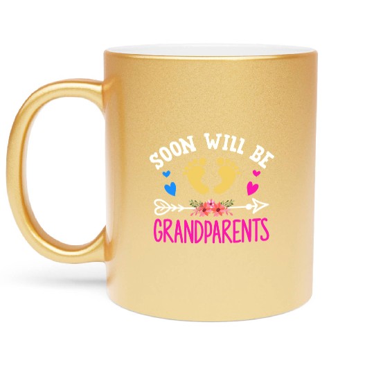 We Will Soon Become Grandparents, Be Grandparents Metallic Mugs