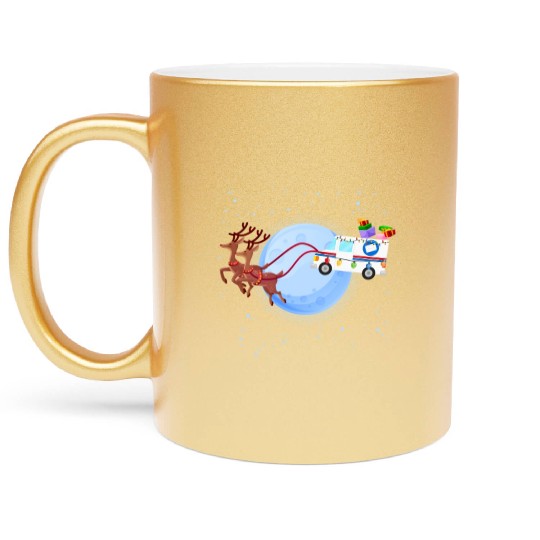 Postal Worker Christmas Mail Truck Funny Mailman Metallic Mugs