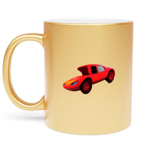 Funny cartoon car 3d . Metallic Mugs
