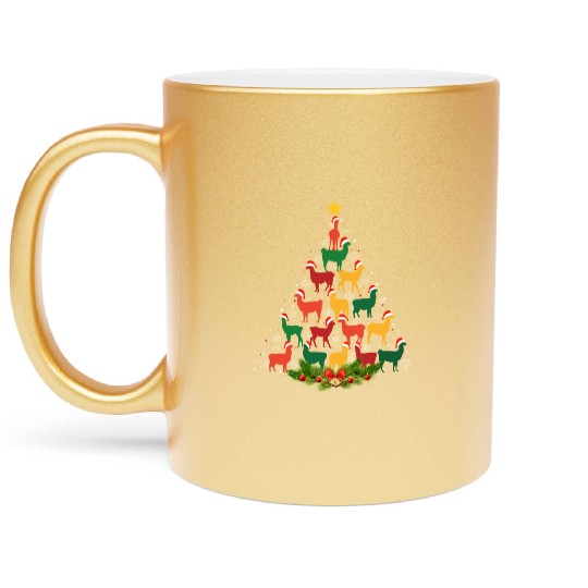 Family Matching Christmas Pajama Llama Xmas Tree Metallic Mugs