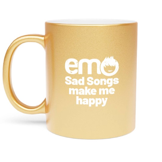 emo - Sad songs make me Happy | Emo clothes | Emoc Metallic Mugs