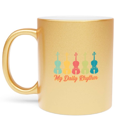 Daily Rhythm Orchestra Music Instrument Violinist Metallic Mugs