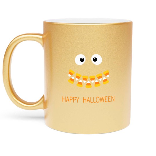 Cute Candy Corn Face For Halloween Costume Metallic Mugs