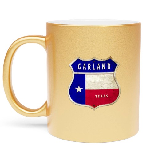 Garland Texas crest flag design Metallic Mugs