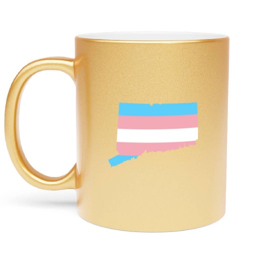 Trans Flag Connecticut LGBT Pride Support Metallic Mugs