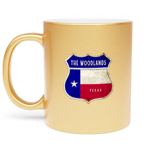 The Woodlands Texas Crest Flag Design Metallic Mugs