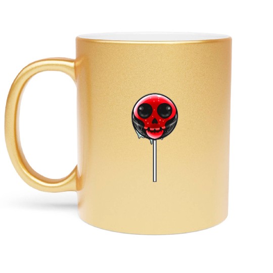 Red Skull Lollipop Trick Or Treat Halloween Metallic Mugs