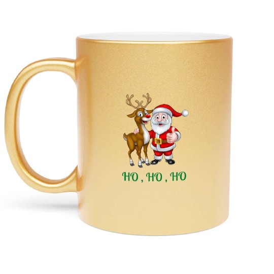Rudolph the red nose reindeer with Santa Metallic Mugs