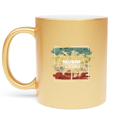 Hollywood California Vacation Souvenir Metallic Mugs