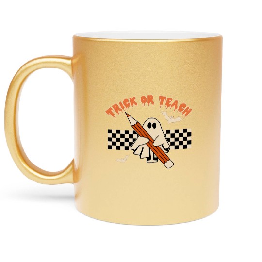 Trick or Teach | Funny Halloween Metallic Mugs