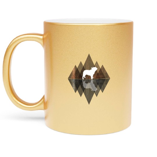 French Dog abstract - Geometry Dog Triangle Metallic Mugs