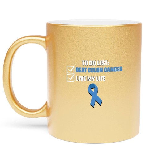Beat Colon Cancer Awareness Colon Cancer Survivor Metallic Mugs