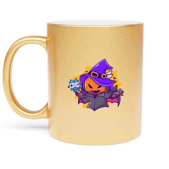 Gamer witches pumpkin vampire - halloween Metallic Mugs
