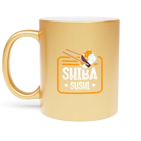 Shiba Sushi Japanese Foodie I Love Sushi Eater Metallic Mugs