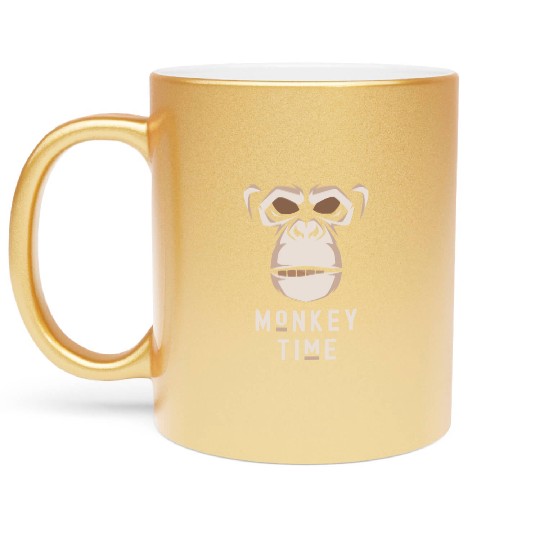 It's Monkey Time Cute Adorable Funny Monkey Face Metallic Mugs